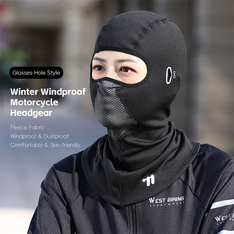 WEST BIKING Winter Balaclava Men Women Warm Fleece Bicycle Motorcycle Face Mask Cycling Skiing Helmet Liner Windproof Bike Caps