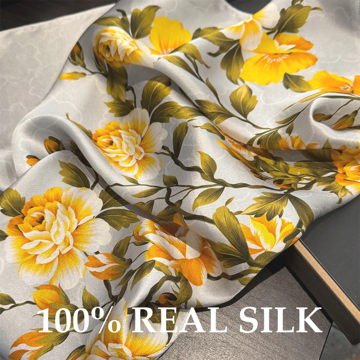 

Новый шарф, 100% шелковая бандана, женские квадратные шарфы, платок, шелковичный весенний модный роскошный повязка на голову высокого качества, хиджаб, шали