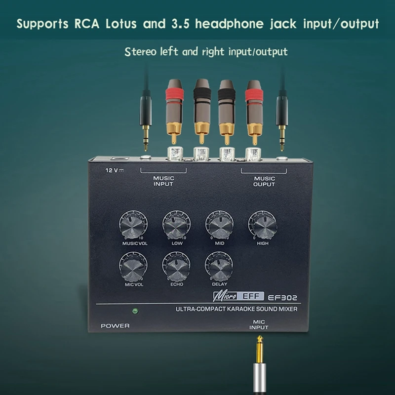 EF302 Sound Mixing Console USB Audio Mixer Microphone Recording Effects Audio Mixer