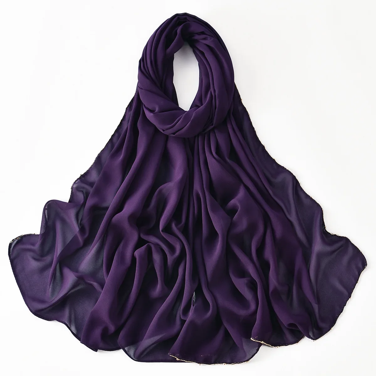 Fashion Chiffon Beads Scarf Women Long Scarves Shawl Wrap Turban Muslim Hijab Bandanas Headband Bufanda Foulard Turbante Mujer