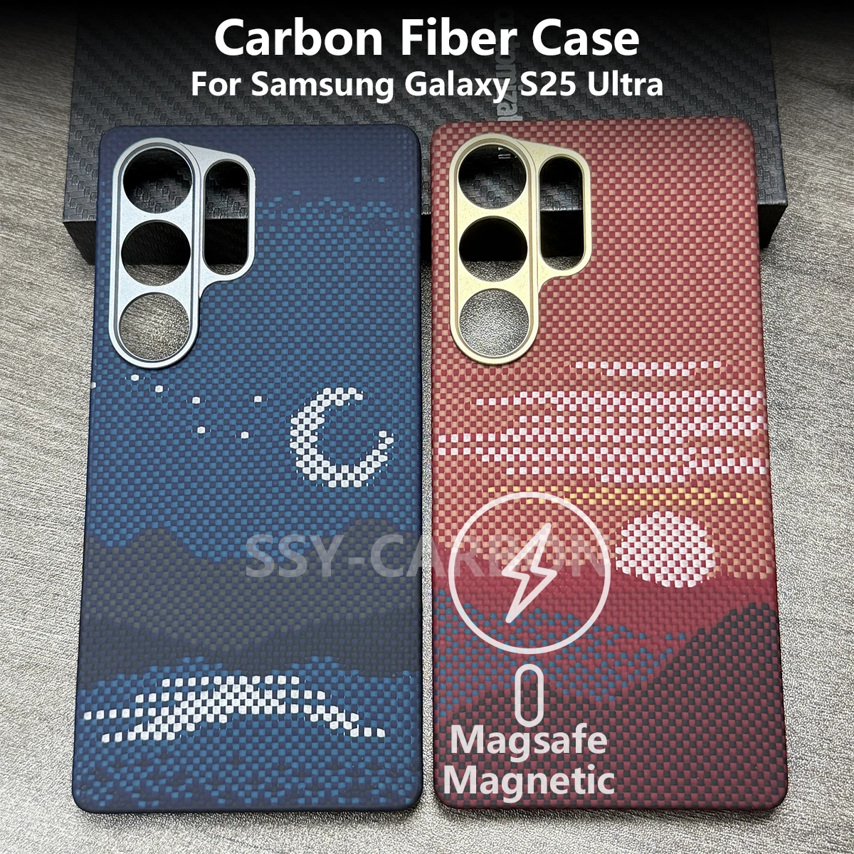 

Real Carbon Fiber Case For Samsung Galaxy S25 Ultra Kevlar Aramid Magsafe Magnetic Phone Protective Case Ultra-thin Cover Sturdy