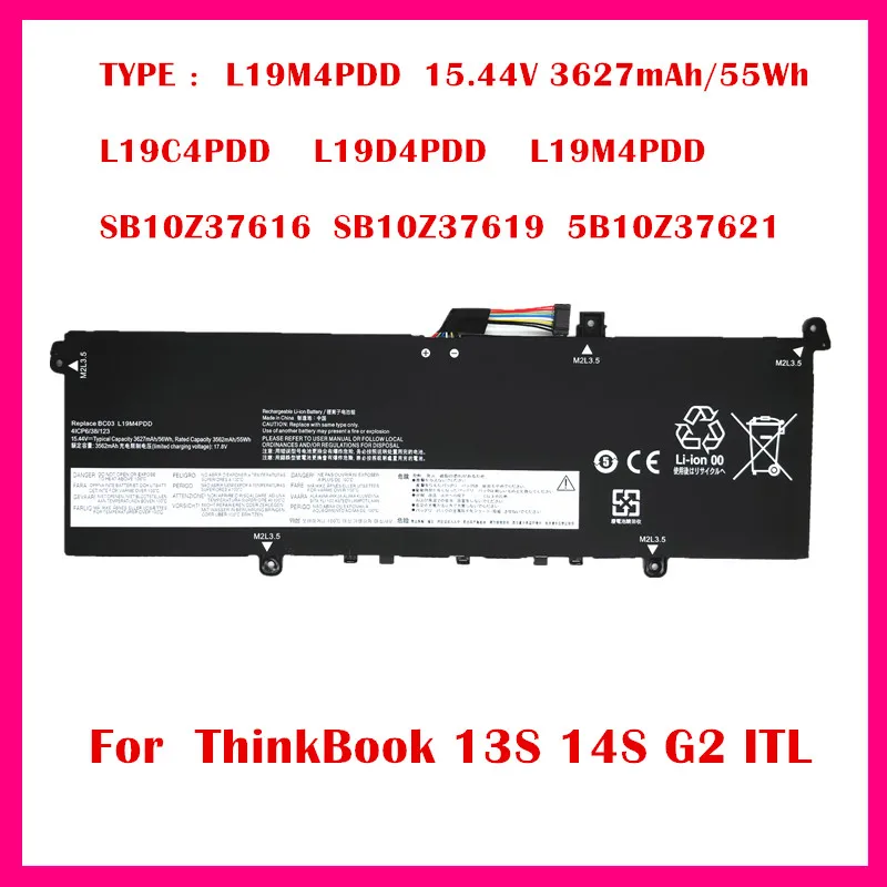 

L19M4PDD Laptop Battery For Lenovo ThinkBook 13S 14S G2 ITL L19C4PDD L19D4PDD L19M4PDD SB10Z37616 SB10Z37619 5B10Z37621