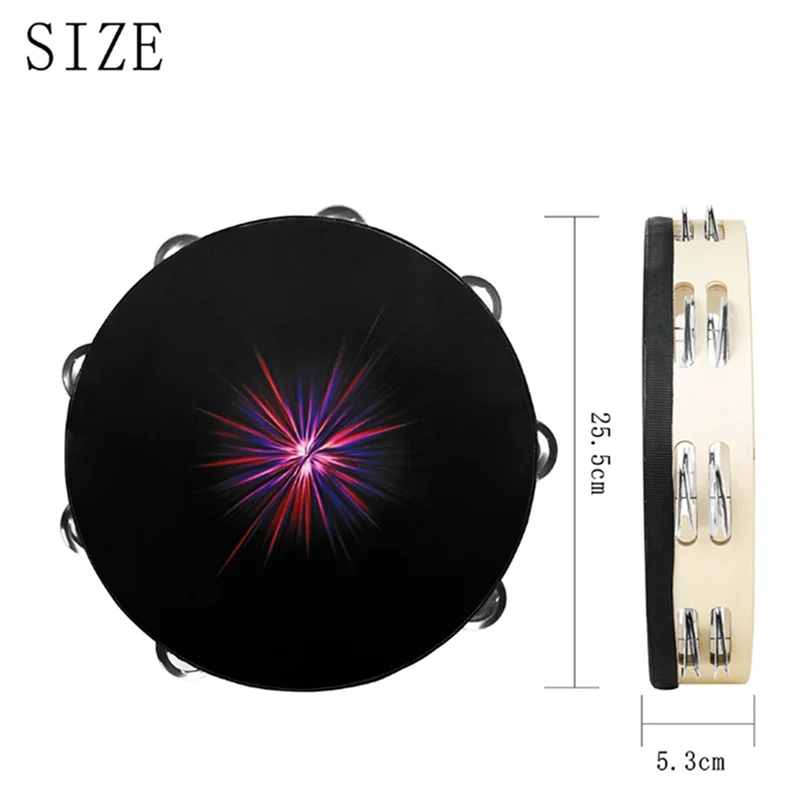 AED2-10 بوصة يده الدف صف مزدوج جلجل طبل قرع أداة الكبار الكنيسة KTV أداة عزف موسيقى الرقص