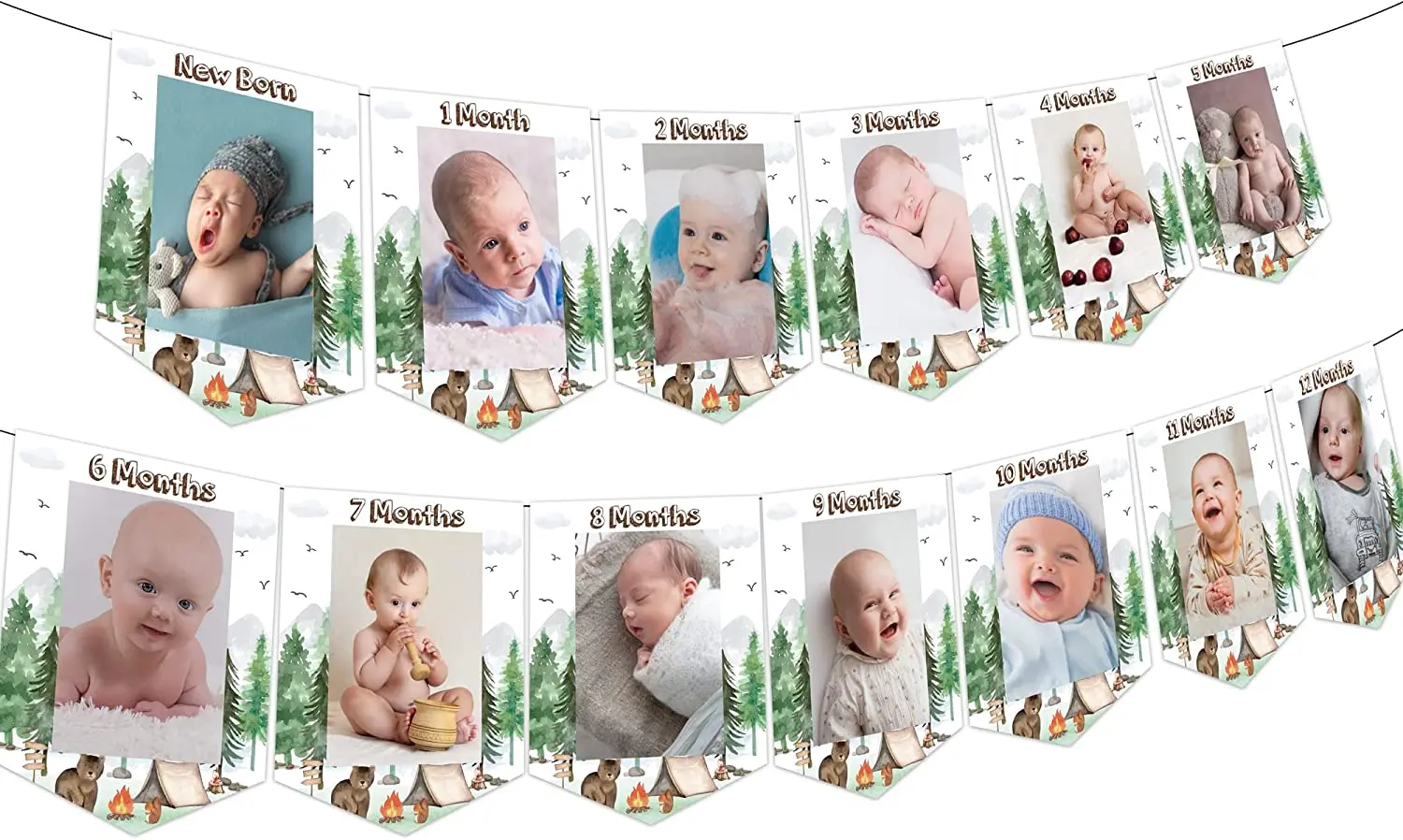 

Forest Safari Camping Theme Photo Banner From Newborn To 12 Months Adventure Camping Annual Milestone Photo Banner Supplies