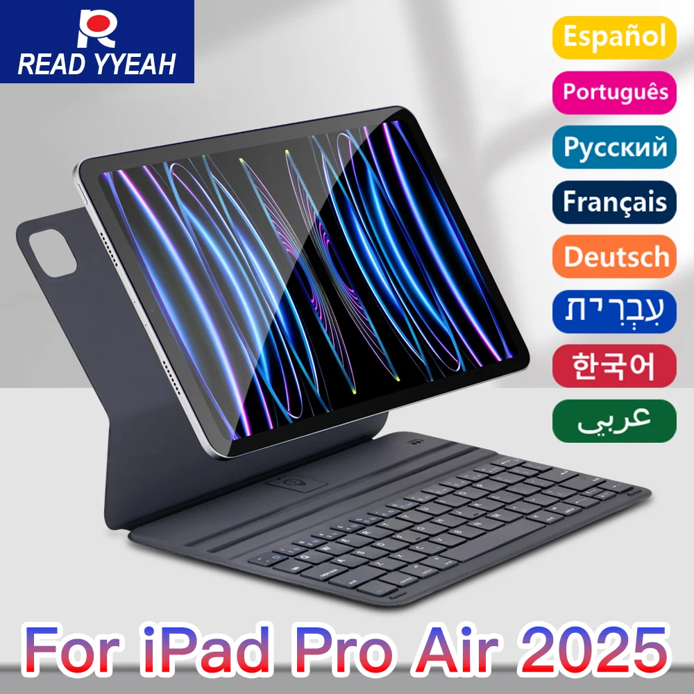 

READ YYEAH Magic Bluetooth Keyboard Case For 2025 iPad 11th A16 2024 Air Pro 13in 2018-2022 Pro 11 12.9 iPad Case Button Battery