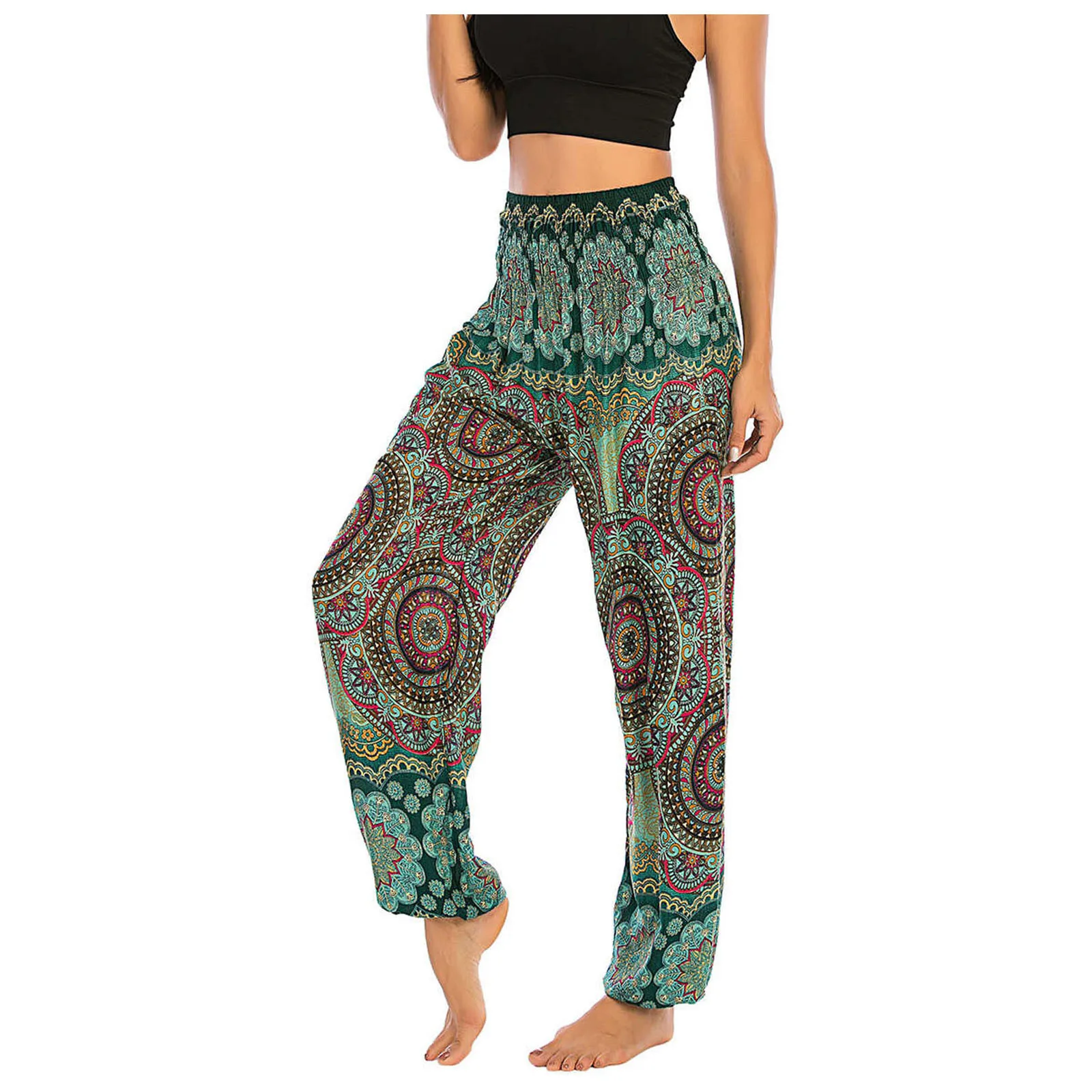 

Men Women Bohemian Thai Harem Trousers Boho Festival Hippy Smock High Waist Yoga Pants