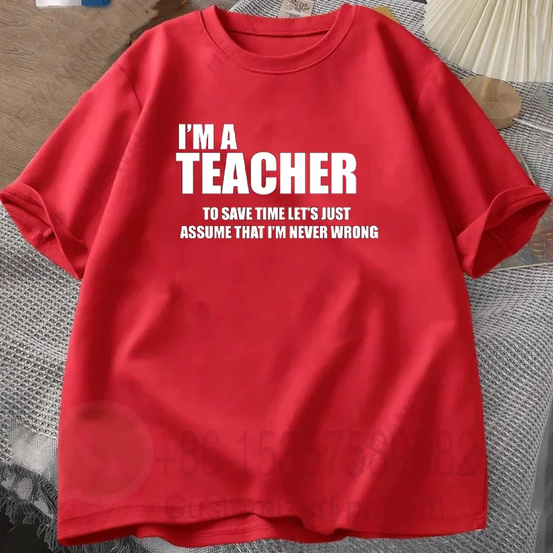 مضحك المعلم الرجال القطن تي شيرت Vintage س الرقبة قصيرة الأكمام المحملة الرجال للجنسين عادية المتضخم بلايز الشارع الشهير القمم
