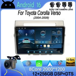 Android 16 Carplay Auto Car Radio For Toyota Corolla Verso 2004 2005 2006 2007 2008 2009 Multimedia Player Stereo 2Din GPS DVD