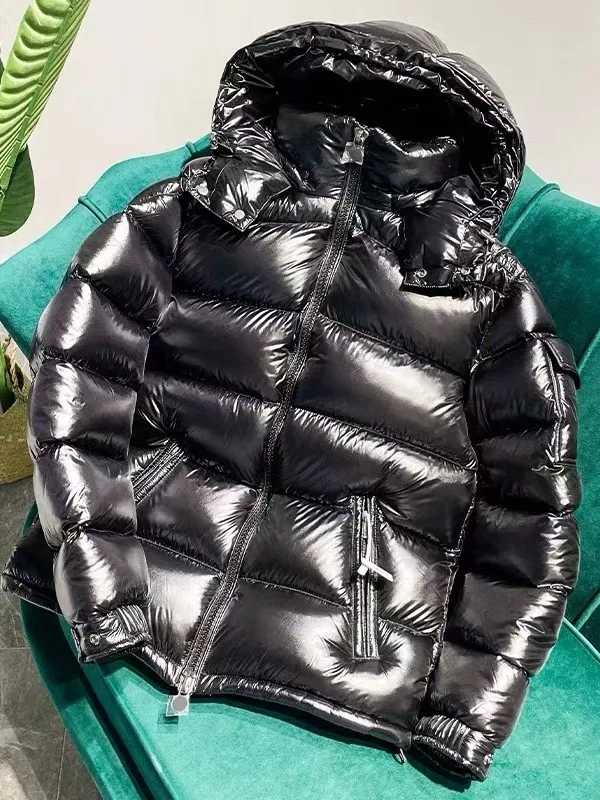 

New Male Shiny Parkas Winter Bright Down Men Fashion Casual Coat Thick Warm Glossy White Duck Zipper Hooded Youth Women Jacket