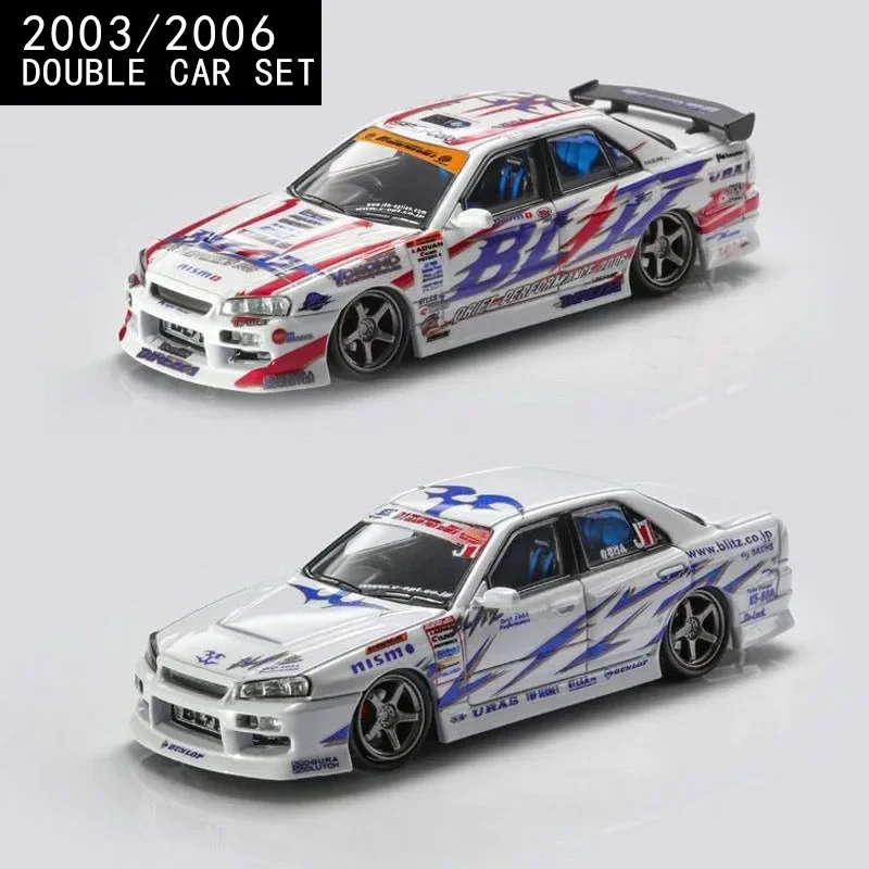 

Mortal 1:64 Nissan ER34 SKYLINE BLITZE D1GP Ken Nomura Premium Alloy Diecast Car Model Collectible Vehicle