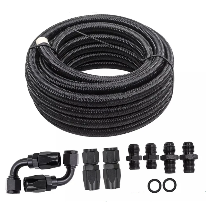 

15Ft 6AN Braided Transmission Coolers Hose Line for 4L60E 4L65E Automobile 6AN Steel Braided Cable