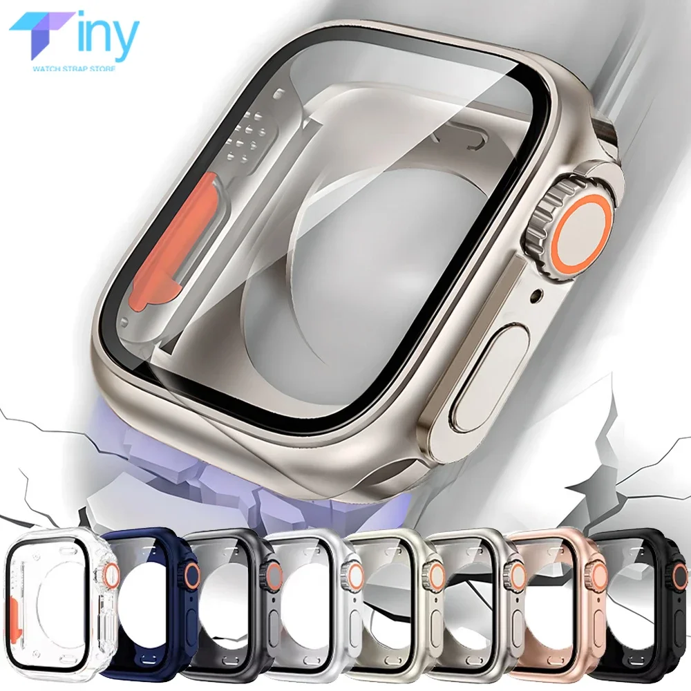 

Glass+Case for Apple Watch Series 10 46mm 42mm 9 8 7 45mm 41mm Change To Ultra IWatch 4 5 6 SE 44mm 40mm Screen Protector Bumper