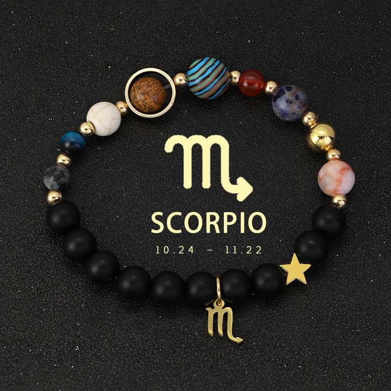 

New Universe Galaxy Eight Planets 12 Constellation Bracelets for Women Solar System Bracelets Libra Virgo Leo Jewelry