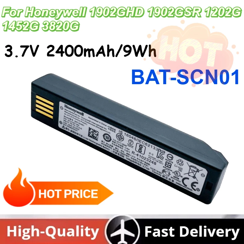 

3.7V 2400mAh/9Wh BAT-SCN01 Rechargeable Li-Ion Battery for Honeywell 1902GHD 1902GSR 1202G 1452G 3820G Scanner gun Batteries