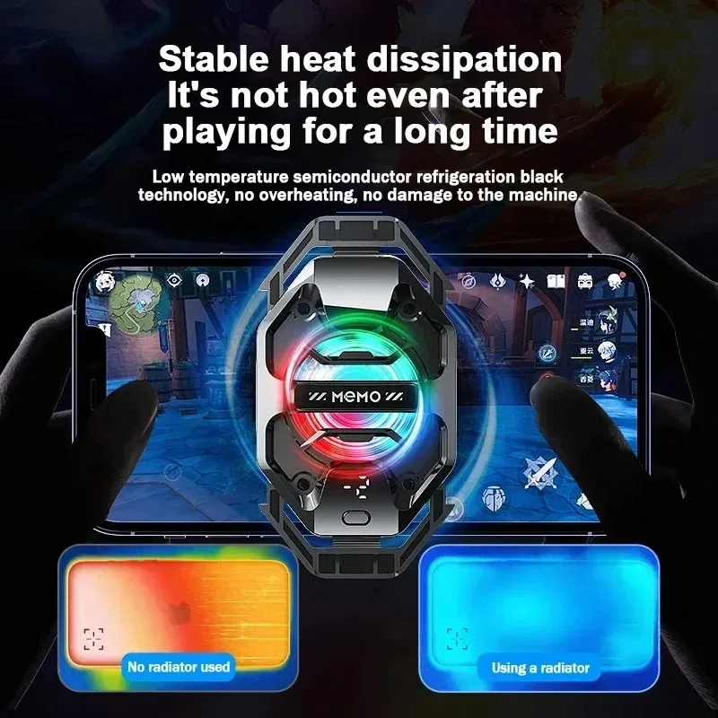 MEMO DL20 3 Gears Adjustable AI Semiconductor Cooling Fan Radiator Back-clip Cool Heat Sink for IPhone Android Game Accessories