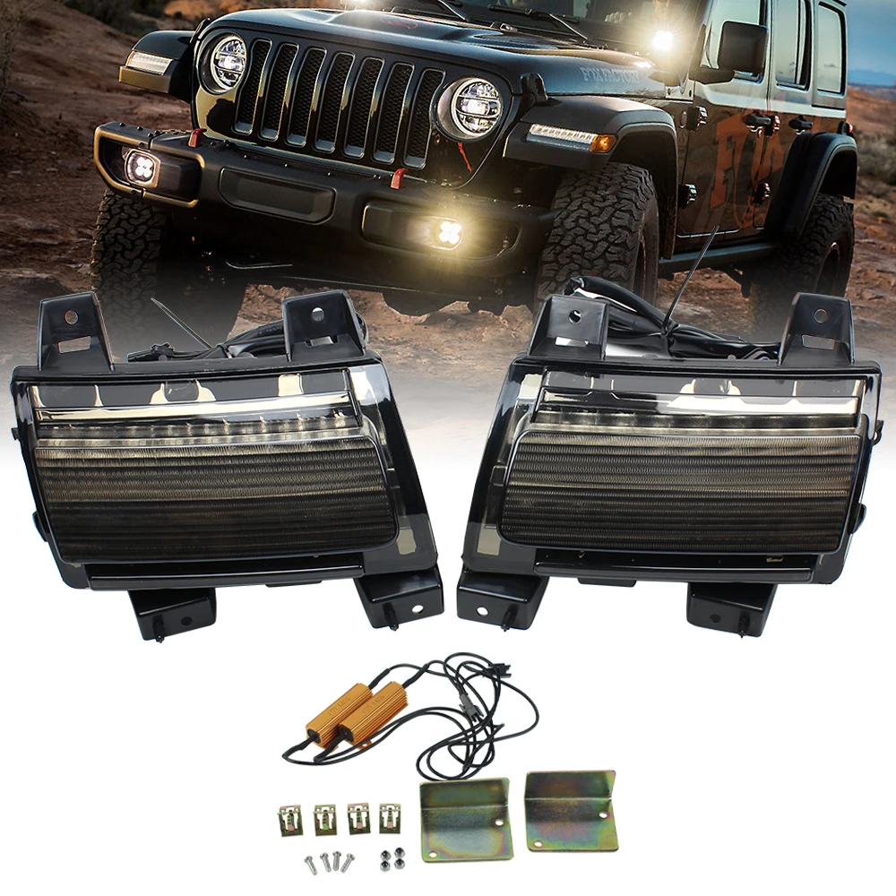 Dla Jeep Wrangler JL Sport 2018 2019 2020 LED błotnik kierunkowskazy DRL nowe światła do jazdy dziennej