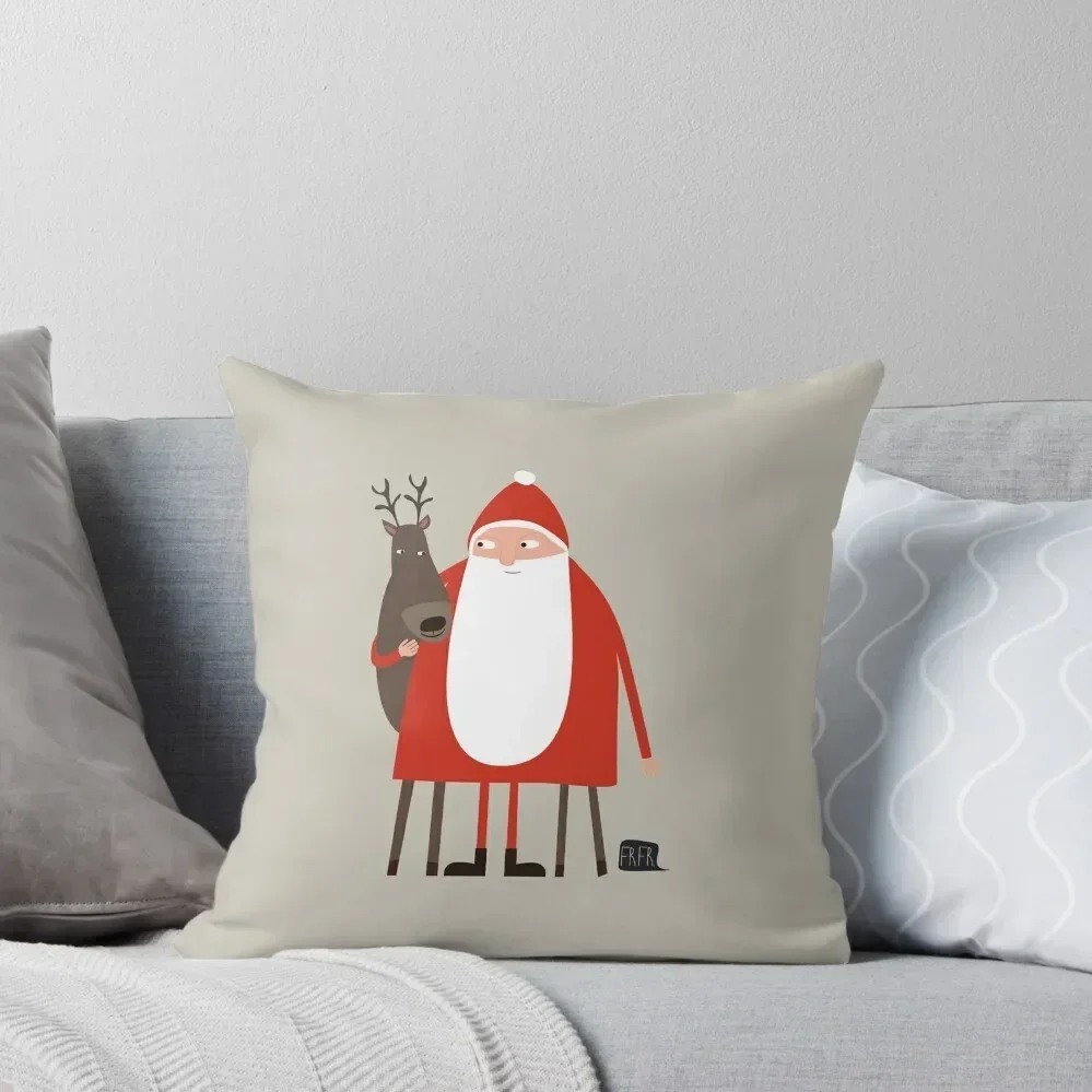 Santa and his reindeer / Weihnachtsmann mit Rentier Throw Pillow covers for pillows Pillowcases pillow