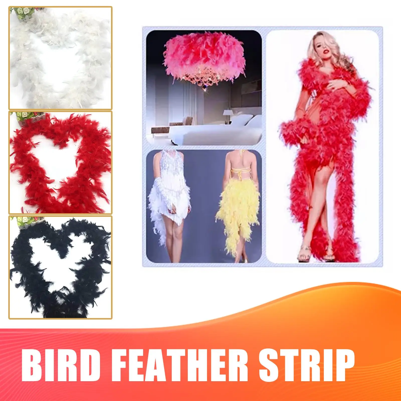 2m Feather Boa Christmas Tree Decoration White Feather Garland Ribbon White Boa Feathers Wedding Dress Shawl Decorative Feathers