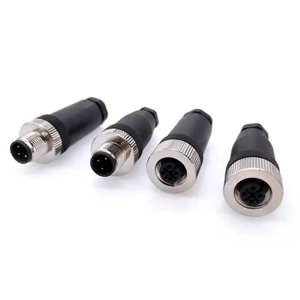 Male Female Socket M12 Sensor Connector Sensor Plug Connector Screw Threaded Coupling 4 5 8 Pin PG7 Male&Female Plug