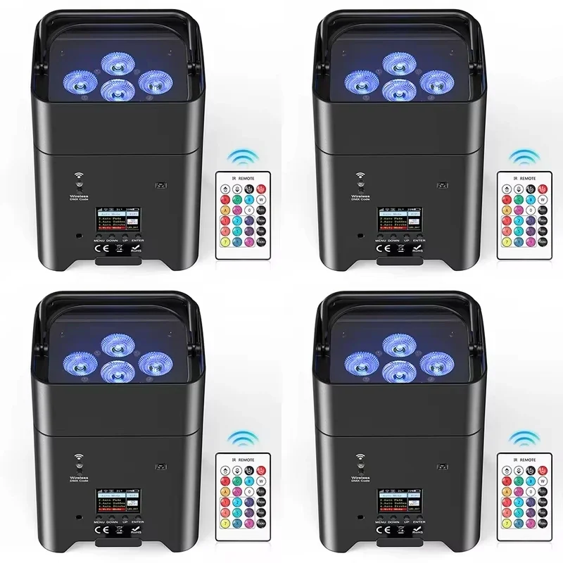 U'King 4PCS 6x18W 6 in 1 RGBAW UV Par Light Remote Control Wireless LED Battery Light for Disco DJ Bar Party Concert Stage Light