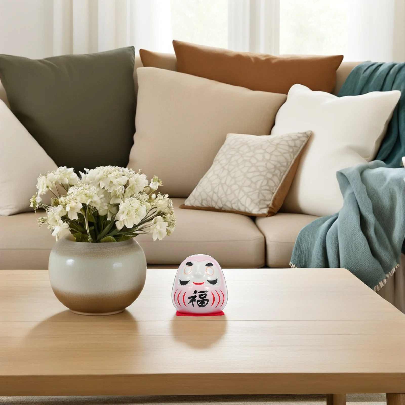 

Mini Japanese Ceramic Ornament Statue for Tabletop Display Traditional Asian Decor Lucky Charm for Business Home Zen