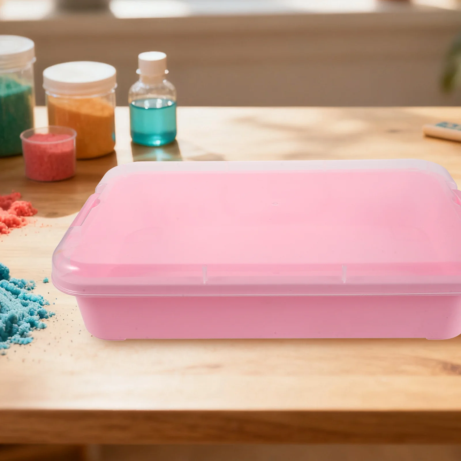 2 Stück 34,5 x 22 x 7,5 cm tragbares sensorisches Tablett, stapelbarer Kunststoff-Sandwasser-Spielbehälter für Kinder, Outdoor, Indoor, Kleinkindaktivität