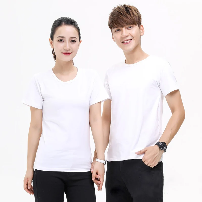 Polyester Sublimation Blank White T-Shirts for Man Women Kids Casual Short Sleeve Summer Tops Tee Shirts