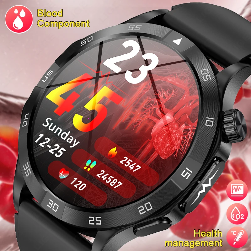 

LIGE SOS ECG Smartwatch Medical Diagnosis BT Call Temperature Blood Lipids Uric Acid Blood Oxygen Sport Men Smartwatch Women