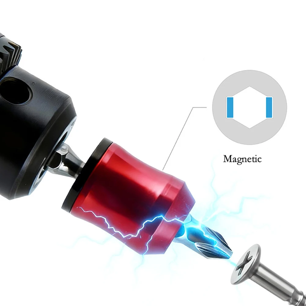 Магнитная головка сверла, отвертка, кольцо, намагничивающий инструмент, алюминиевый сплав, повышает магнетизм наконечника для ручных инструментов с хвостовиком 6,35 мм