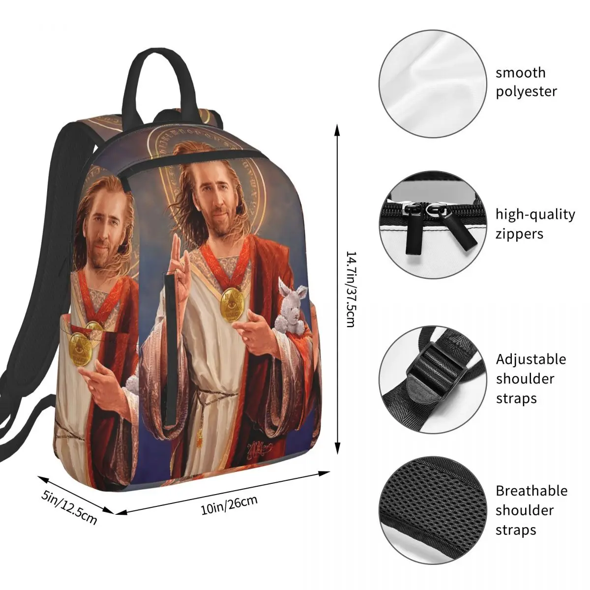 Nicolas Cage, Saint Nicolas Of Cage Backpack Student BookBag Children School Bag Computer Shoulder Bags Men Women