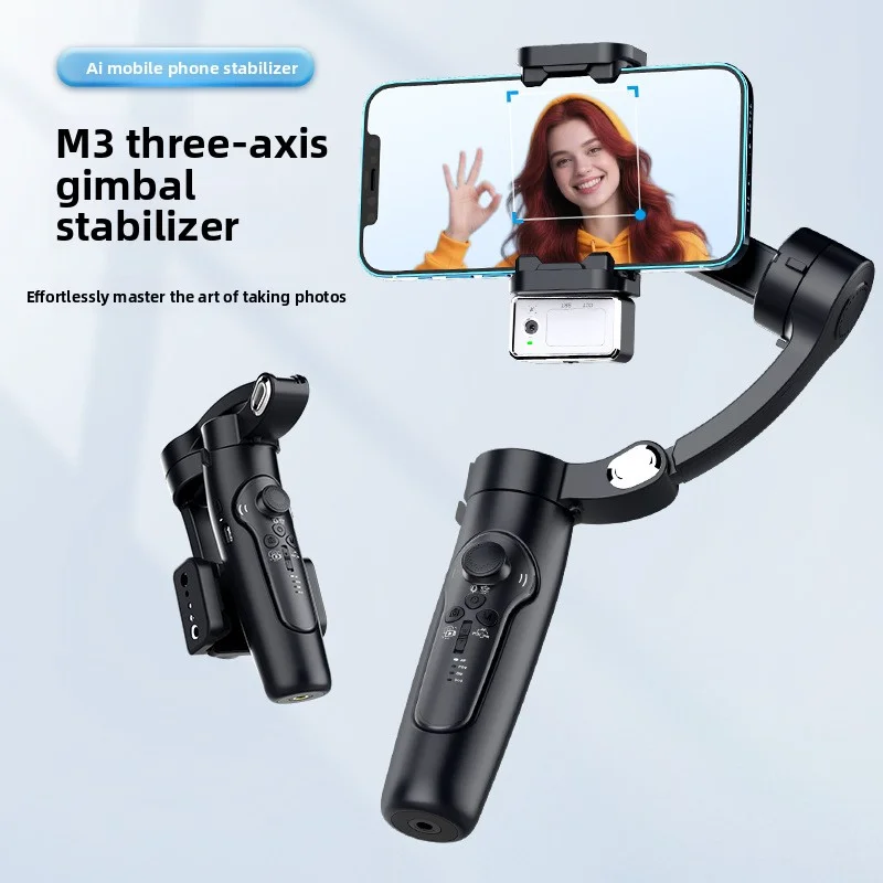 

The M3 handheld gimbal has three-axis stability, AI face tracking, fill light, and remote control for video shooting