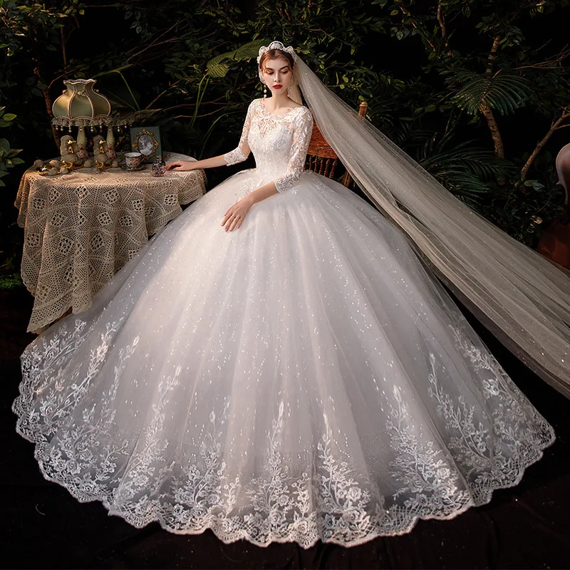 LYG-D69#2025 New Wedding Dress Bridal Wedding French Customization Large Size Wedding Dress Wholesale Cheap Mesh Embroidery