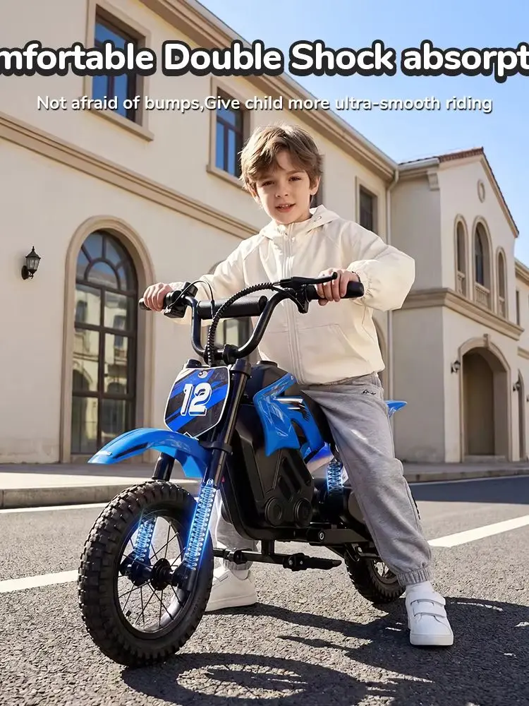 Kinder E-Moto speelgoed met 350W motor, 22km bereik, 36V5.2Ah accu, A12, 3 snelheden, dubbele remmen, schokdempers, LED verlichting voor buitenpret - afbeelding 2
