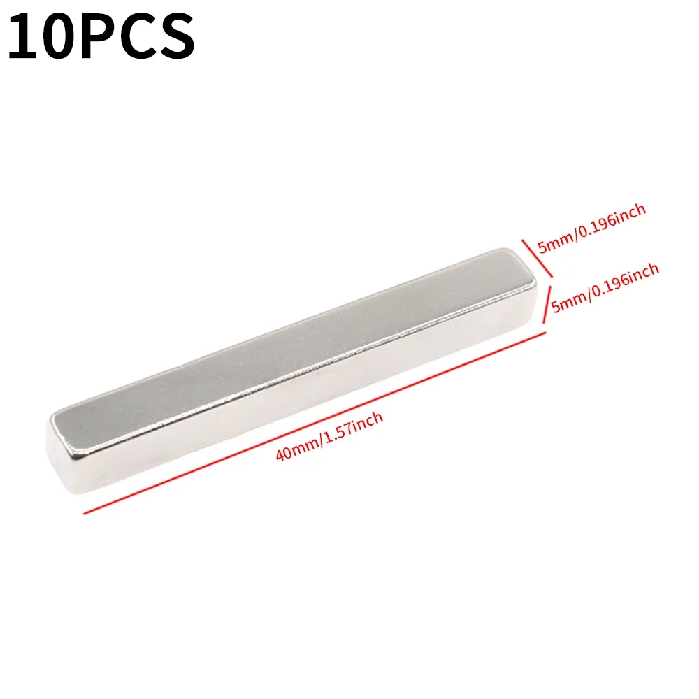 10 Pcs 40x5x5 Magnet 40mm X 5mm X 5mm Block Super Powerful Strong Permanent Magnetic for Fridge, DIY, Building, Scientific
