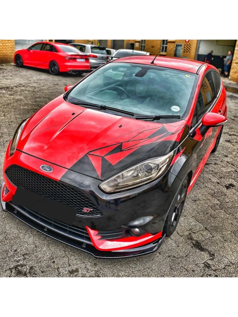 Przednia dokładka zderzaka do Forda Fiesta MK7 ST ST Line 2013-2016, czarny połysk, spoiler, splitter, dyfuzor, osłona, zabezpieczenie, ABS, body kit, tuning — 2