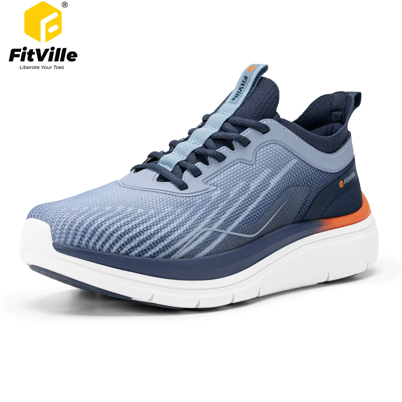 FitVille Men's Sports Sneakers Extra Wide Toe Box Walking Shoes Water-repellent Running Shoes With Arch Support Non-slip Comfort