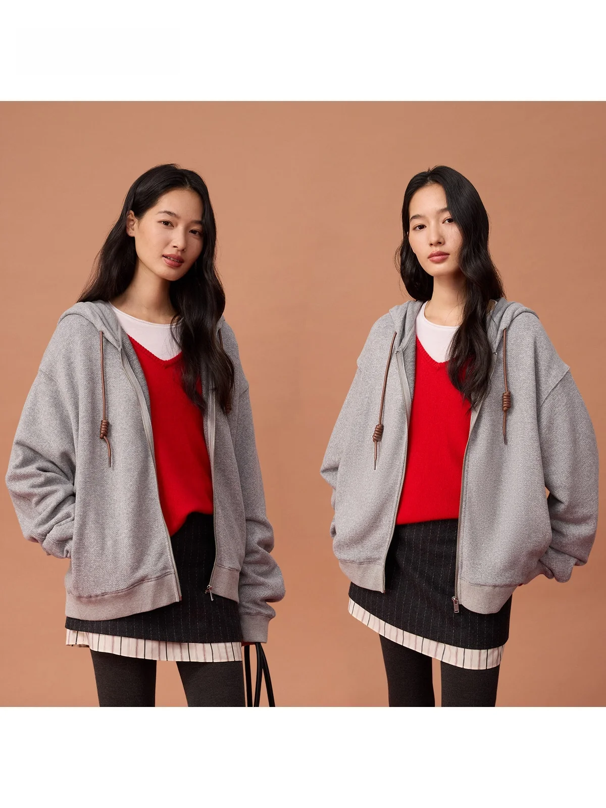 

Marllen Women's Hoodie Jaet Loose oulder Dstring Color Blo Wool Cotton Blend Long Sve Commute Sle Zipper Design