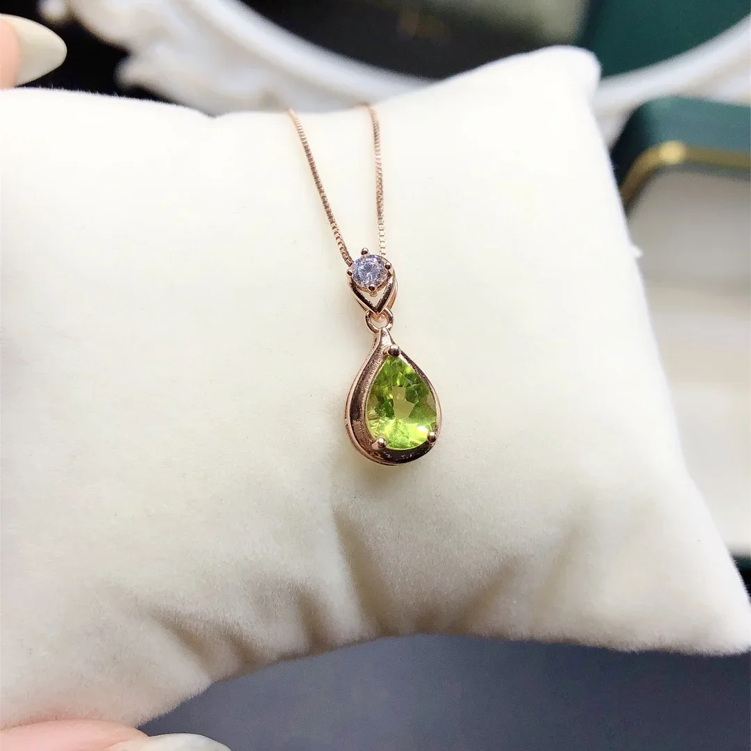 Imagem -02 - Colar de Prata Esterlina para Senhoras Natural Peridot Jóias Luxo Pingente Verde Pingente de Natal 925