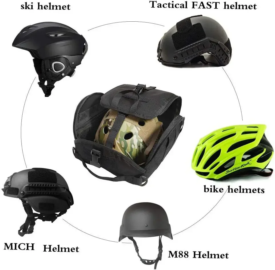 Helmet Bag Pack Multi-Purpose Molle Storage Carrying Pouch for Sports Hunting Shooting Combat Helmets