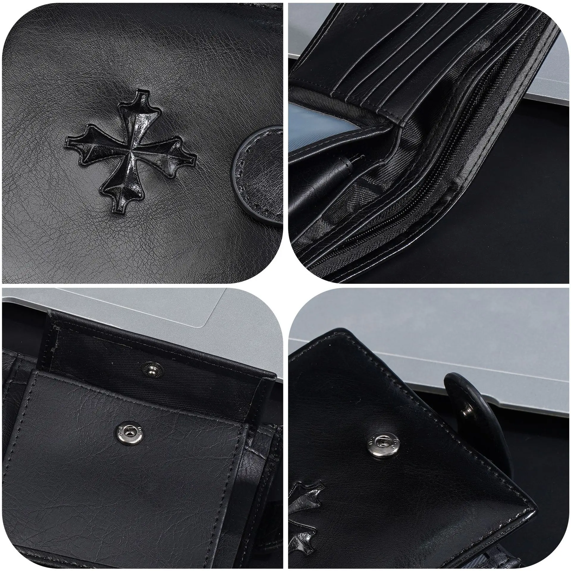 Men's large-capacity cash, short, high-end buckle, multi-position business wallet