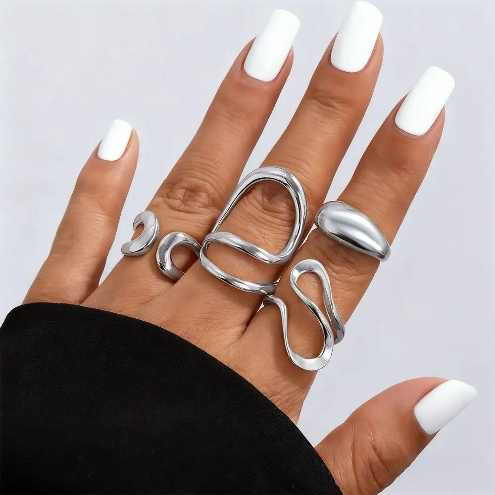 Vintage Gold Tone Boho Open Rings Aesthetic Stackable Knuckle Ring Set Adjustable Open Joint Ring Daily Jewelry