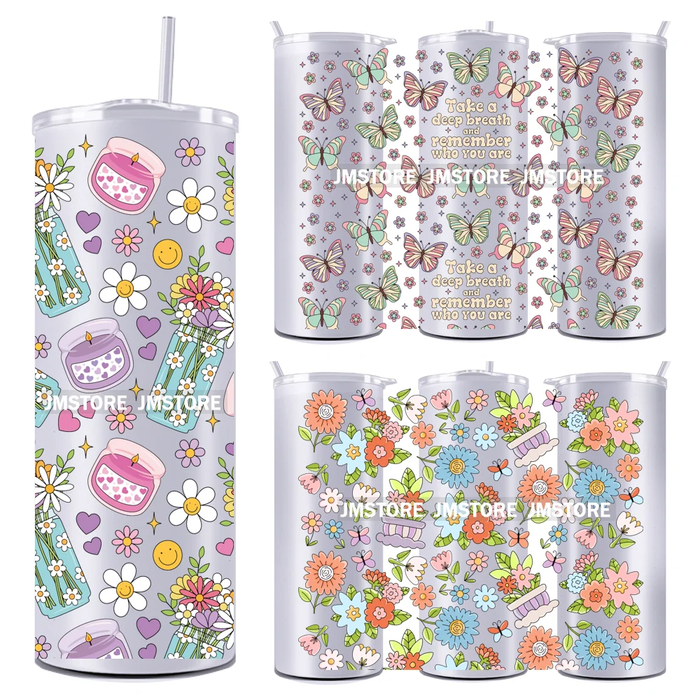 

Butterfly Floral Flowers Fruits Mental Health Matters 20OZ Skinny Tumbler Wrap UV DTF Transfer Stickers Personalized Custom Logo
