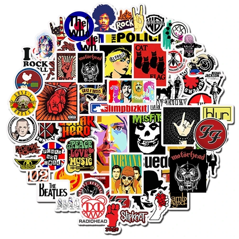 AliExpress GOGOTU 10/50PCS Rock Band Music Punk Stickers Graffiti DIY Guitar Motorcycle Skateboard Laptop Bike PVC