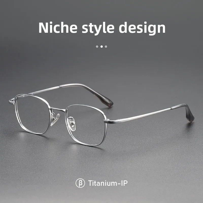 Caixa ultraleve de aba larga para miopia, armação feminina anti-luz azul, caixa pequena oval 124210   Olhos planos retrô casuais