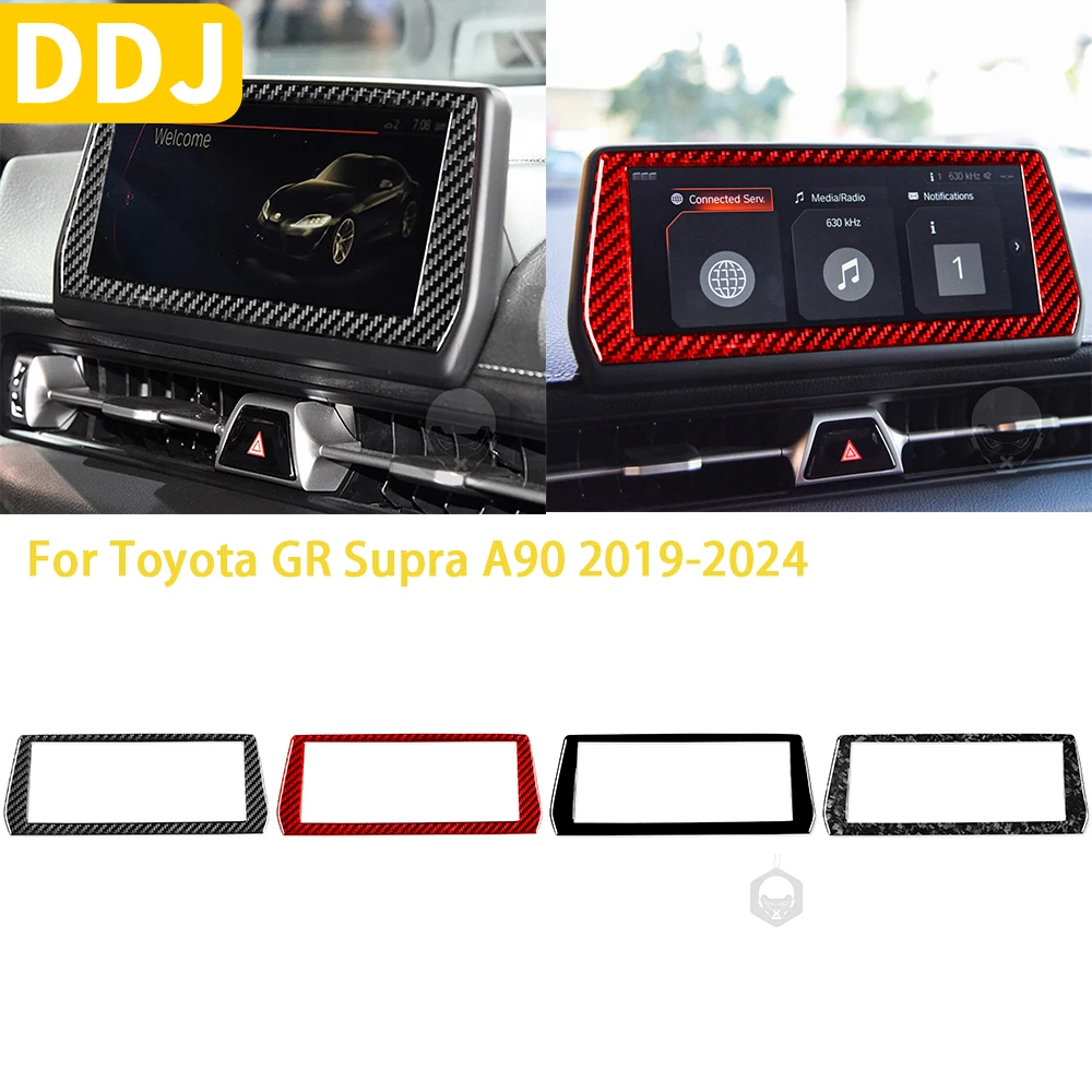 

For Toyota GR Supra A90 A91 MK5 2019-2024 Accessories Carbon Fiber Car Interior Navigation Frame Trim Sticker Modification