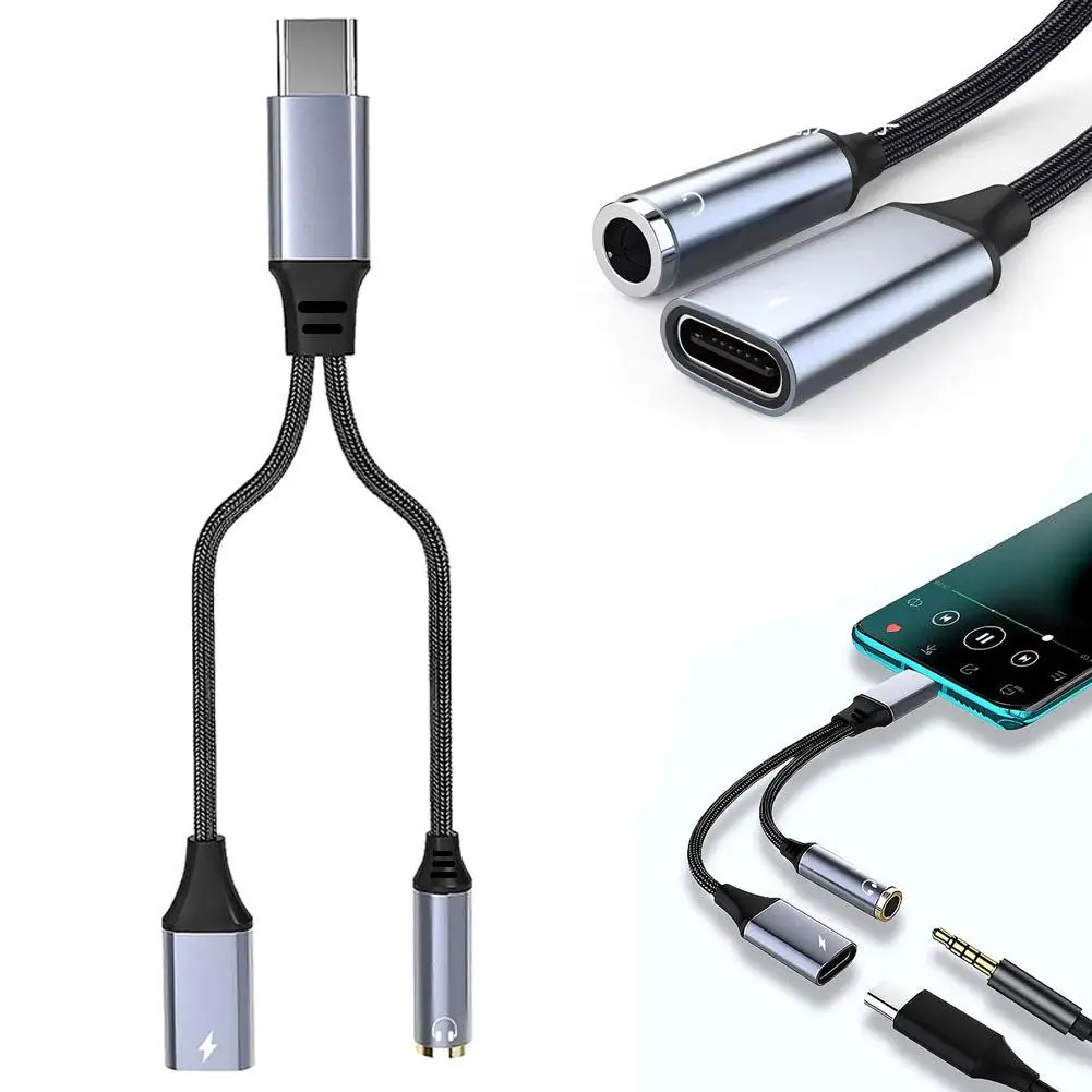 USB C OTG 充電対応 Type C OTG スプリッター、USB C - AUX マイクジャック付き、iPhone、イヤホン用PD 60W急速充電対応、C5J8