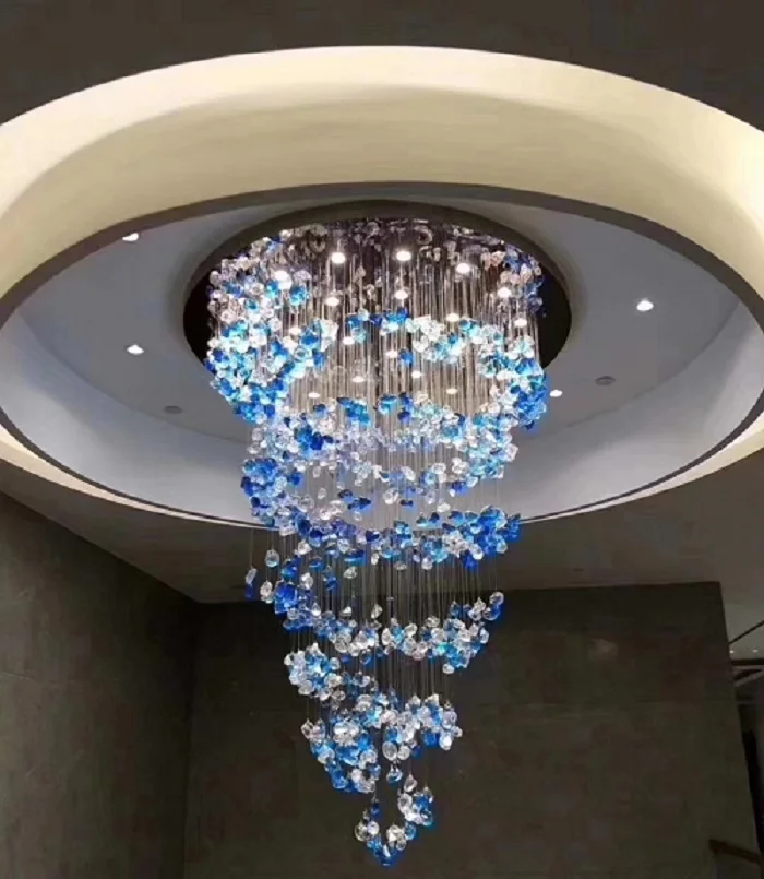High Performance Crystal Chandelier for Living Room Bedroom Hotel with Adjustable Height Long Oval Glass Shades
