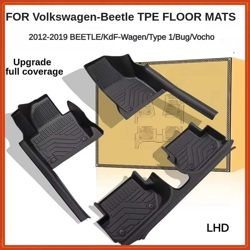 TPE Floor Mats For VW Beetle /Bug 2012-2019 LHD Hatchback & Convertible Full Coverage Waterproof Surround Threshold Accessories