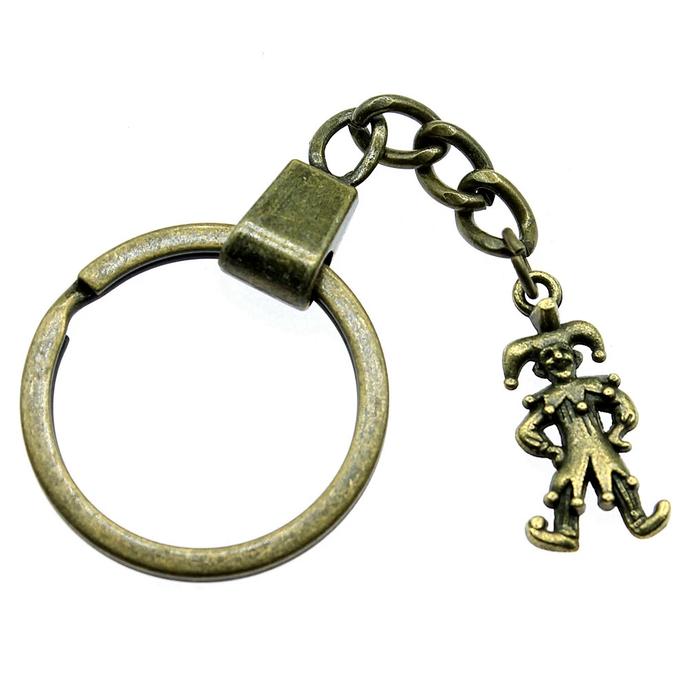 1pcs Clown Funny People Harlequin Key Chain Diy Accessories Vintage Jewelry Gift Ring Size 30mm