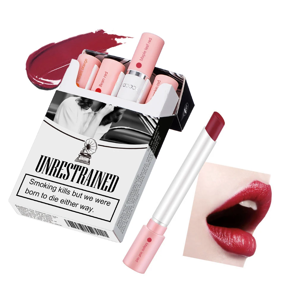4 Colors Cigarette Lipstick Set Matte Lip Gloss Long Lasting Lip Glaze Waterproof Lip Stick Tube Nude Lip Tint Makeup Cosmetics